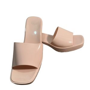 Urban Outfitters Uo Pink Heel Slide Sandals Block Heel Size 7!!